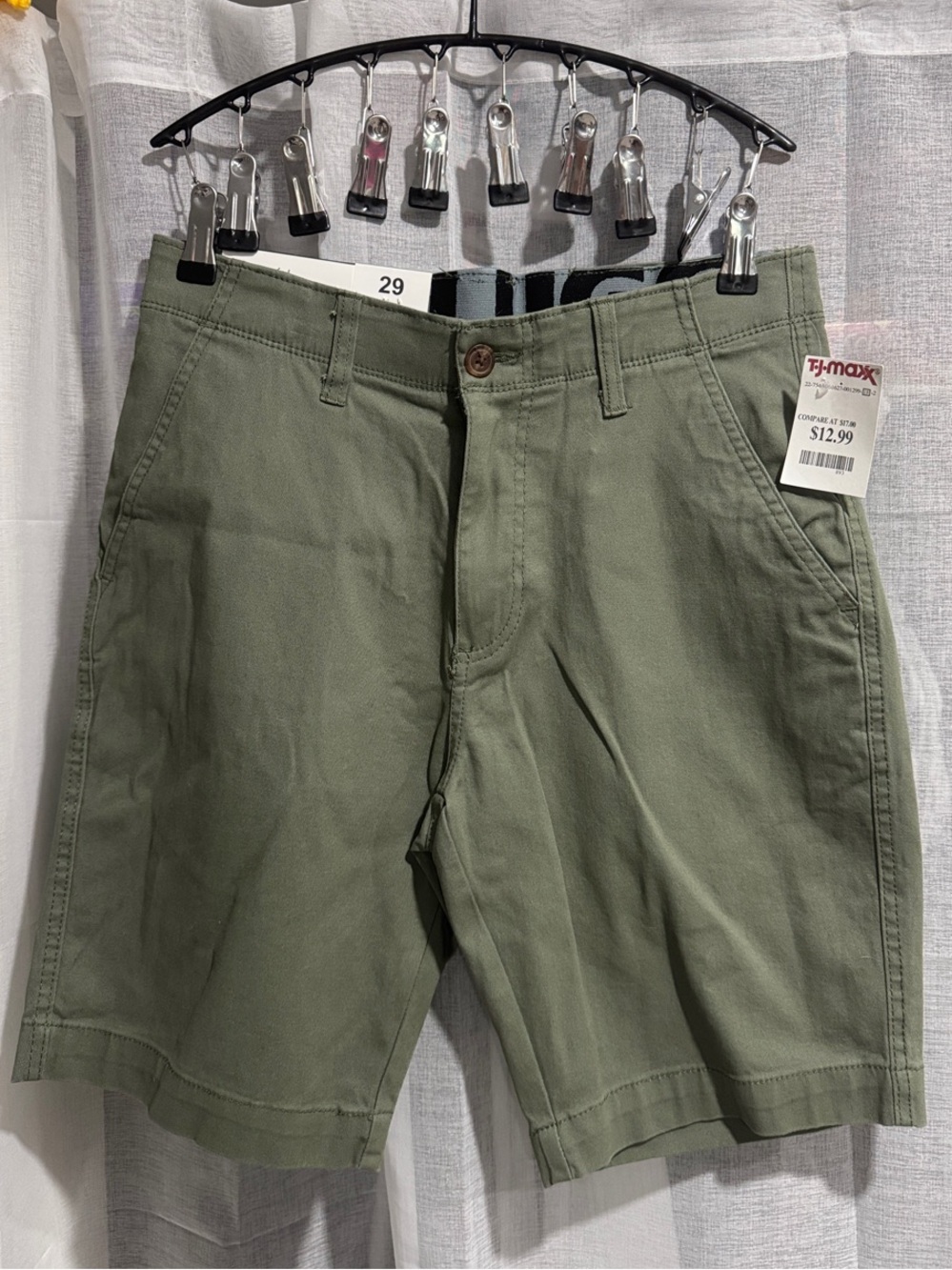 Plugg Olive Green Flat Front Men’s Chino Shorts